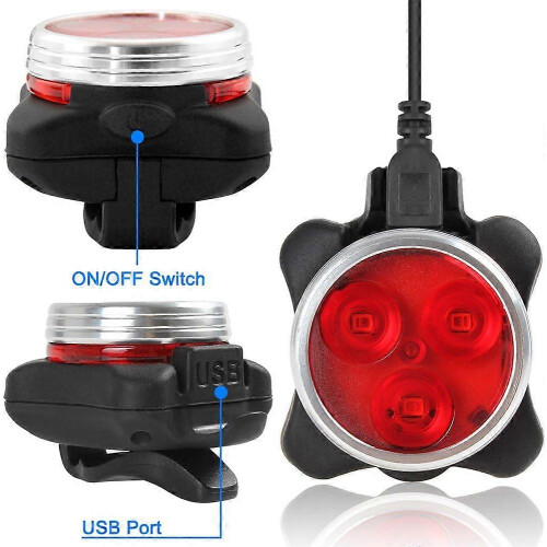 Kit de luz de bicicleta com combinação de luz traseira e farol com 4 modos de piscar LED recarregáveis, 2
