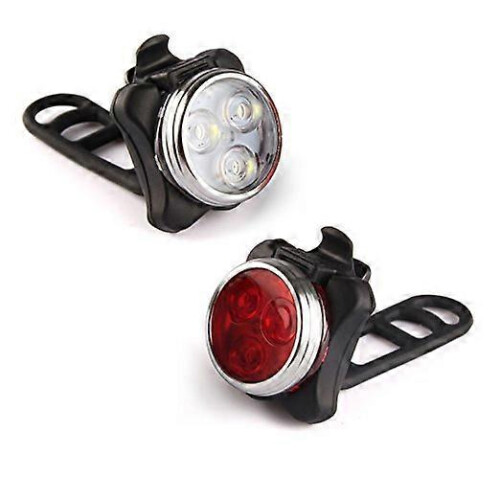 Kit de luz de bicicleta com combinação de luz traseira e farol com 4 modos de piscar LED recarregáveis,