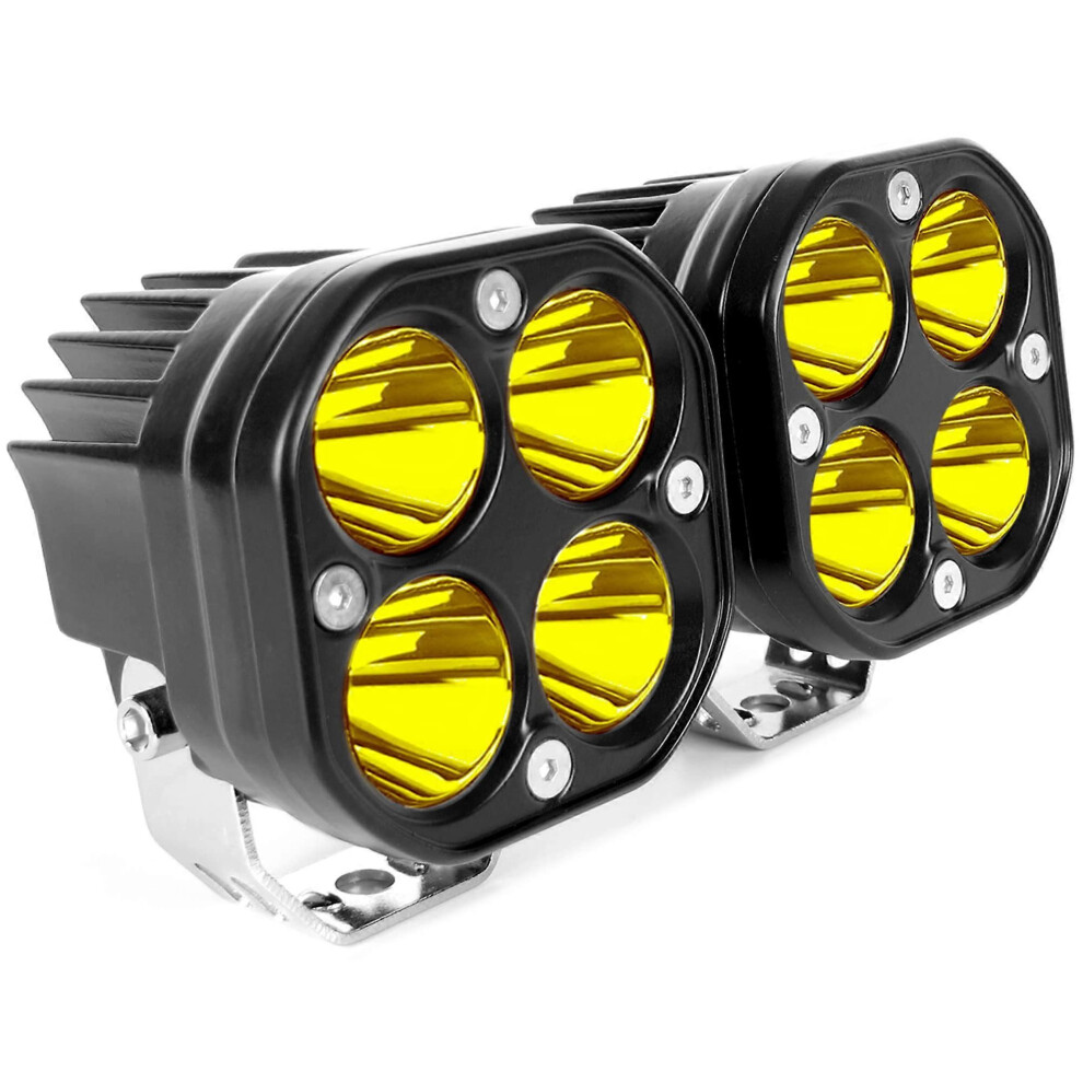 Feux de route à LED jaunes de 3,7 pouces, 40 W, pour conduite tout-terrain, pour camionnette Ford, bateau,