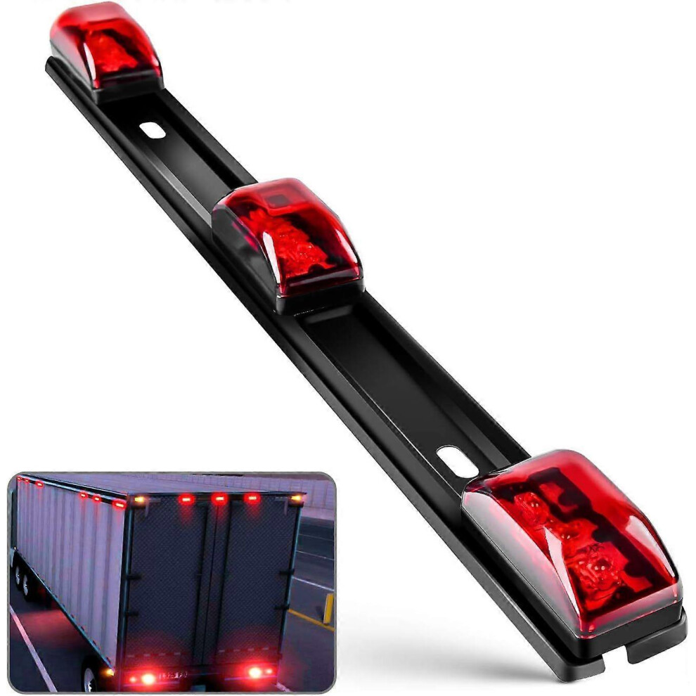Feu de gabarit rouge à 9 LED avec support en acier inoxydable noir pour camion, remorque, bateau