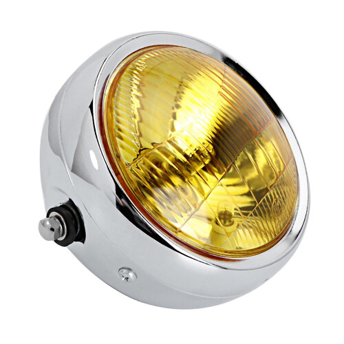 Modified Round Headlight,Retro Yellow Lens Motorcycle Decorative Motorcycle Light Retro Motorcycle Front 2