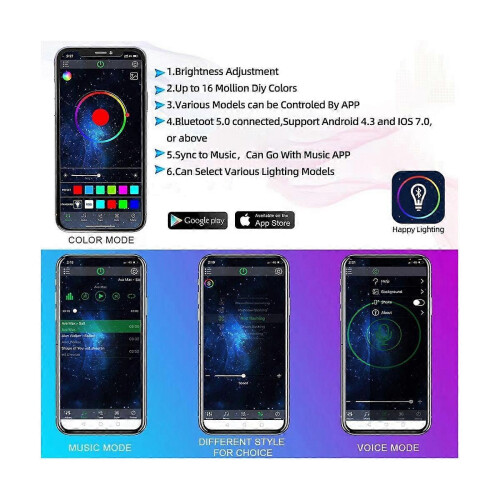 8PCS Motorcycle Underglow LED Light Kit, App Control Multicolor Motorcycle LED Light Kit RGB Strips 1