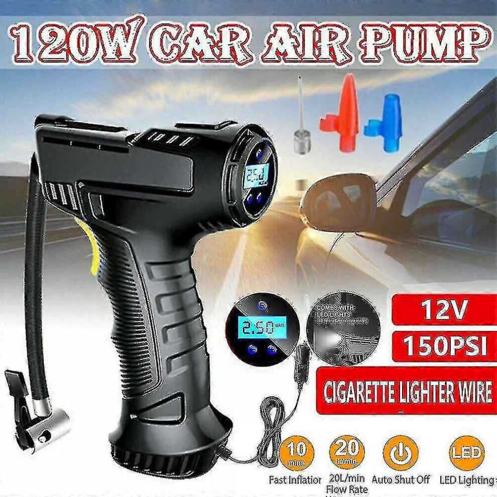 Gonfleur de pneus de voiture numérique sans fil, compresseur d'air portable 150 psi avec lumière LED