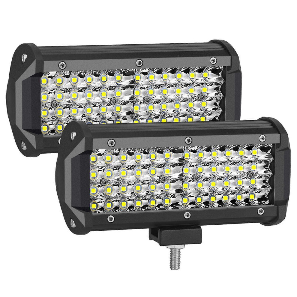 2Pcs Led Light Bar 7 Inches Submersible Off Road Lights Fog Light Quad Row Led Pods Spot Light Driv