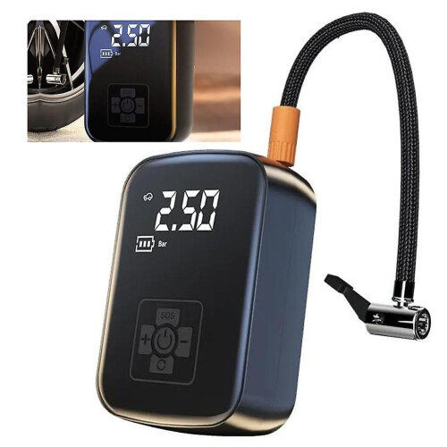 Compressore d'aria portatile, pompa elettrica per auto, gonfiatore automatico per pneumatici con luce 1