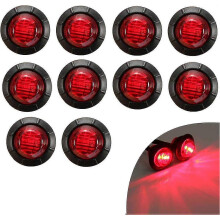 10-pack 3/4" Led Rear Side Marker Lights For Trucks, Rv Signs, Brake Lights 12v (red)