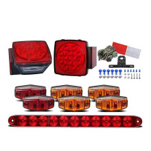 Kit de luz de reboque LED quadrada de 12 V, luz de parada de LED submersível IP68, luz de sinalização