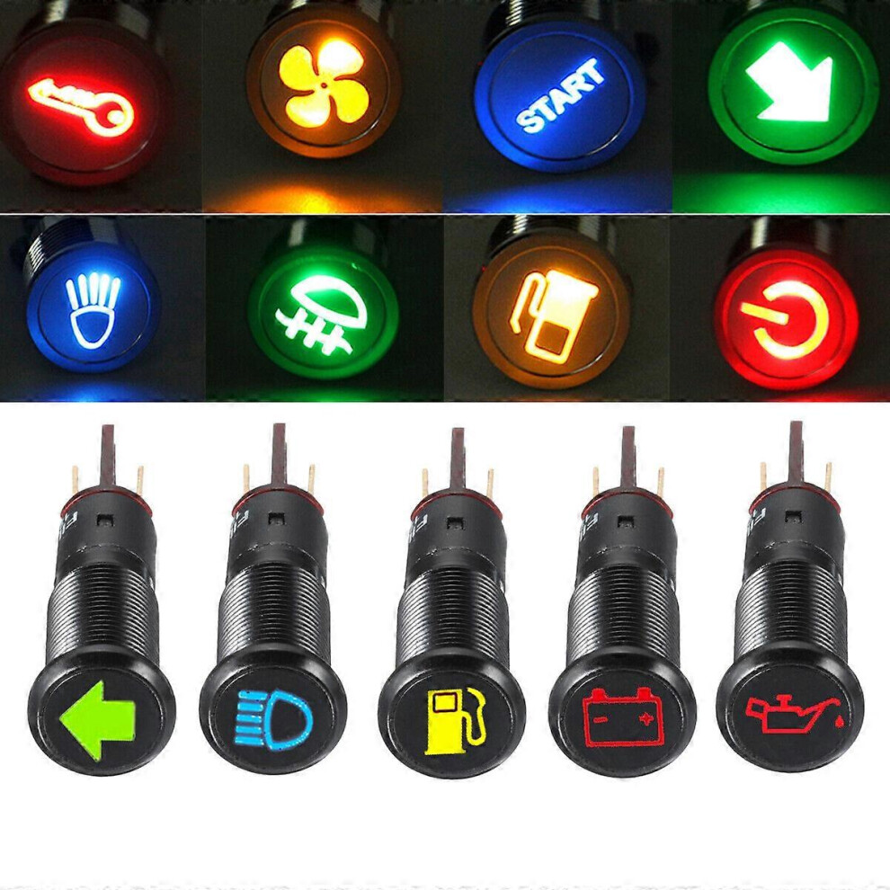 Voyant LED 12 V 12 mm pour tableau de bord, lampe témoin d'avertissement pour voiture et bateau