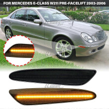2x For Benz E-Class W211 Pre-Facelift 03-06 Smoked LED Bumper Side Marker Lights