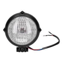 Faro per moto da 4 pollici 12V con lente rotonda trasparente, alloggiamento nero con bullone M10 universale