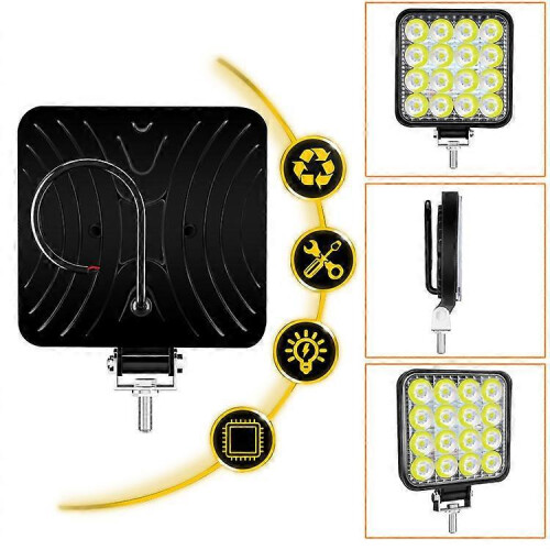 New Square 16 Light 48w Work Light Motorcycle Headlight Auxiliary Light Off-road Vehicle Modified Light 2