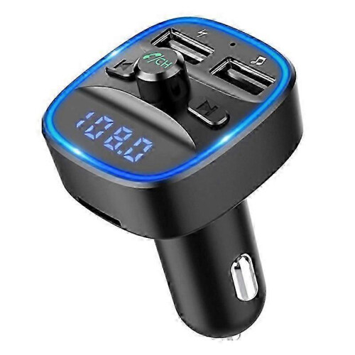 Car Bluetooth FM Transmitter, Fast Charge, 2 USB Ports, Support SD Card U Disk Bluetooth Adapter, Blue