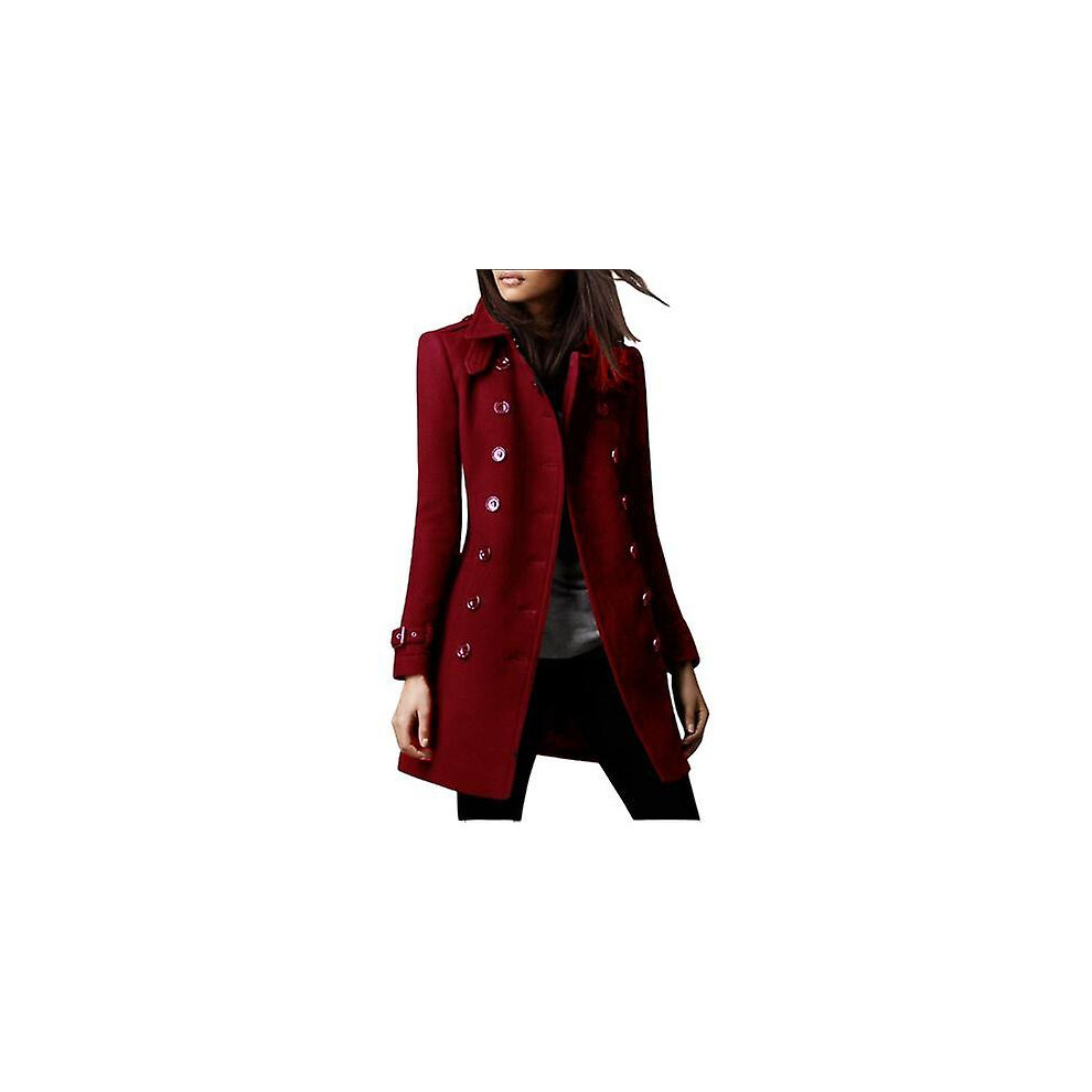 (S-vin rouge) Restez à la pointe de la mode avec notre nouveau manteau en laine mi-long pour femme de