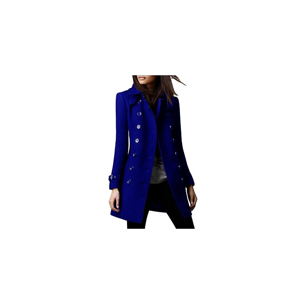(XL-bleu) Restez à la pointe de la mode avec notre nouveau manteau en laine mi-long pour femme de haute