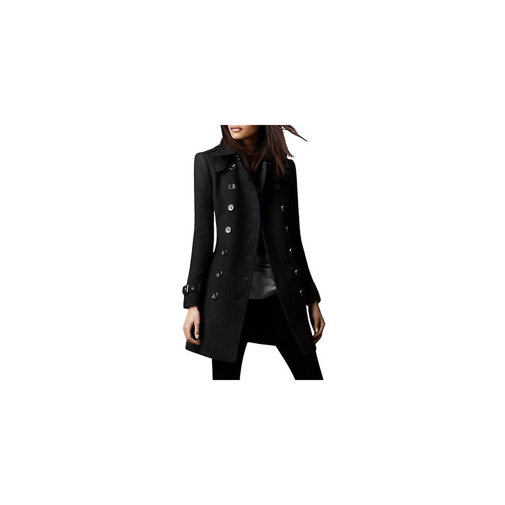 (2XL-noir) Restez à la pointe de la mode avec notre nouveau manteau en laine mi-long pour femme de haute