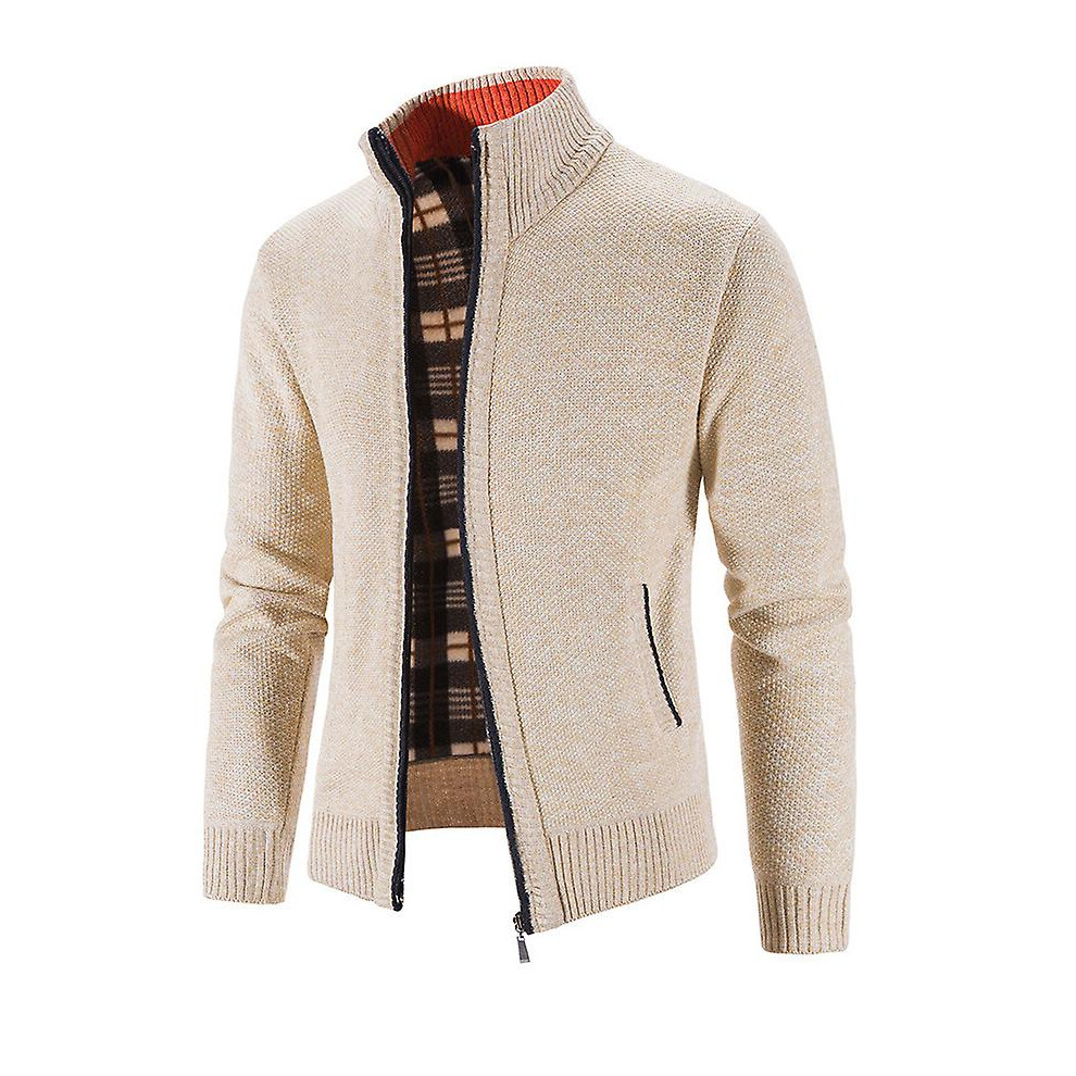(L-kaki) Nouveau printemps automne pull tricoté hommes mode slim fit cardigan hommes casual pulls manteaux