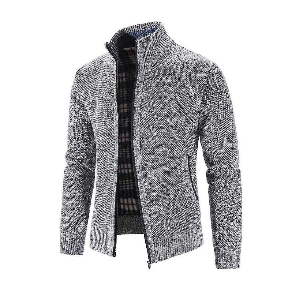 (M-gris clair) Nouveau printemps automne pull tricoté hommes mode slim fit cardigan hommes casual pulls