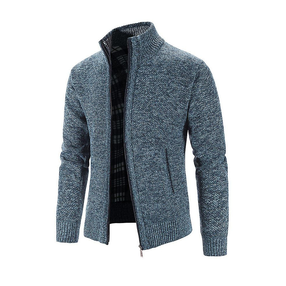 (2XL-bleu gris) Nouveau printemps automne pull tricoté hommes mode slim fit cardigan hommes casual pulls