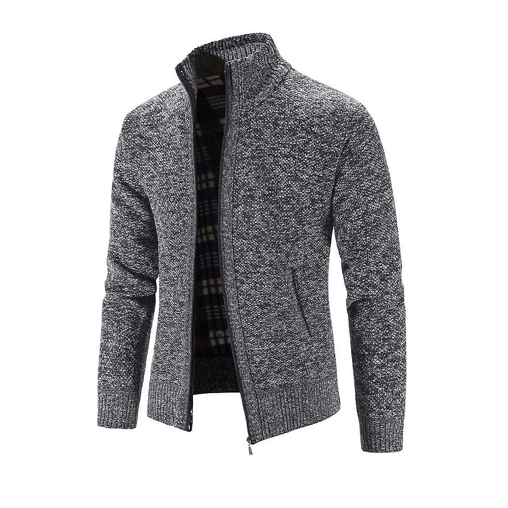 (4XL-gris foncé) Nouveau pull tricoté printemps-automne pour hommes, mode cardigan slim fit, pulls décontractés