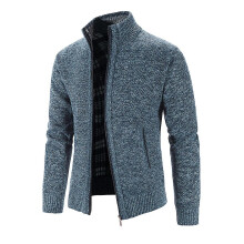 (4XL-blau grau) Neue Frühling Herbst Strickpullover Herrenmode Slim Fit Strickjacke Männer Kausal Pullover