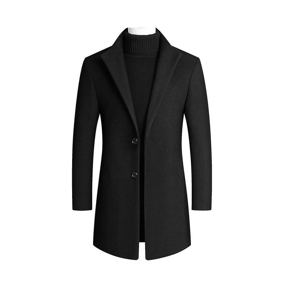 (4XL-noir) Trench-coat long pour homme, mélange de cachemire et de laine, vestes d'hiver, manteaux longs