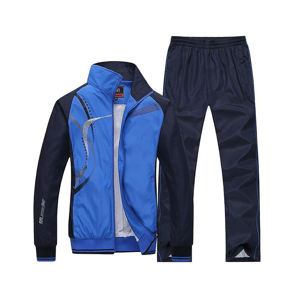 (3XL-bleu) Ensemble de survêtement de sport pour femme, nouvelle collection printemps-automne, veste