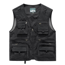 Gilet tactique de randonnée et de pêche pour homme (5XL-noir) - Gilet cargo en maille pour photographe