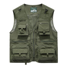 Gilet tactique de randonnée et de pêche pour homme (5XL, vert armée)