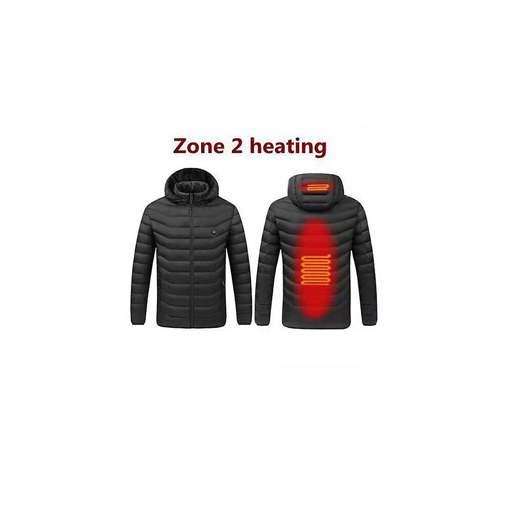 (L-black1) Veste chauffante USB pour homme, 2/4/9 zones, pour l'hiver et l'extérieur, chauffante électrique,