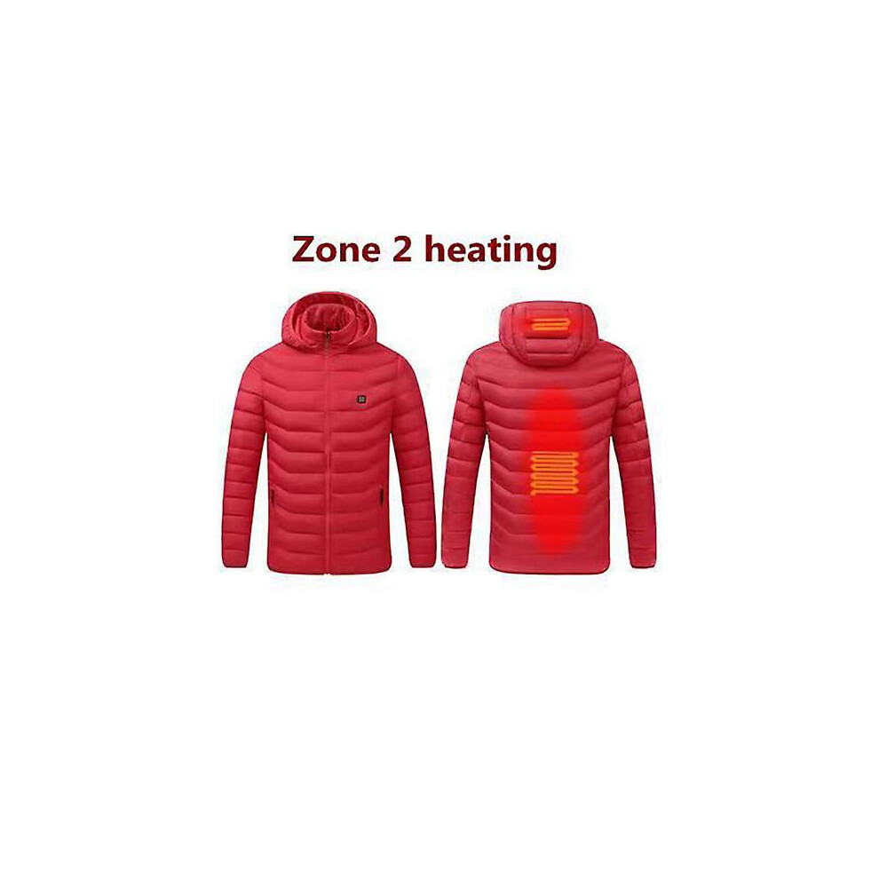 (L-red1) Veste chauffante USB pour homme, 2/4/9 zones, pour l'hiver et l'extérieur, chauffante électrique,