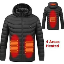 (L-black2) Jaqueta aquecida masculina 2/4/9 áreas USB inverno ao ar livre jaquetas de aquecimento elétrico