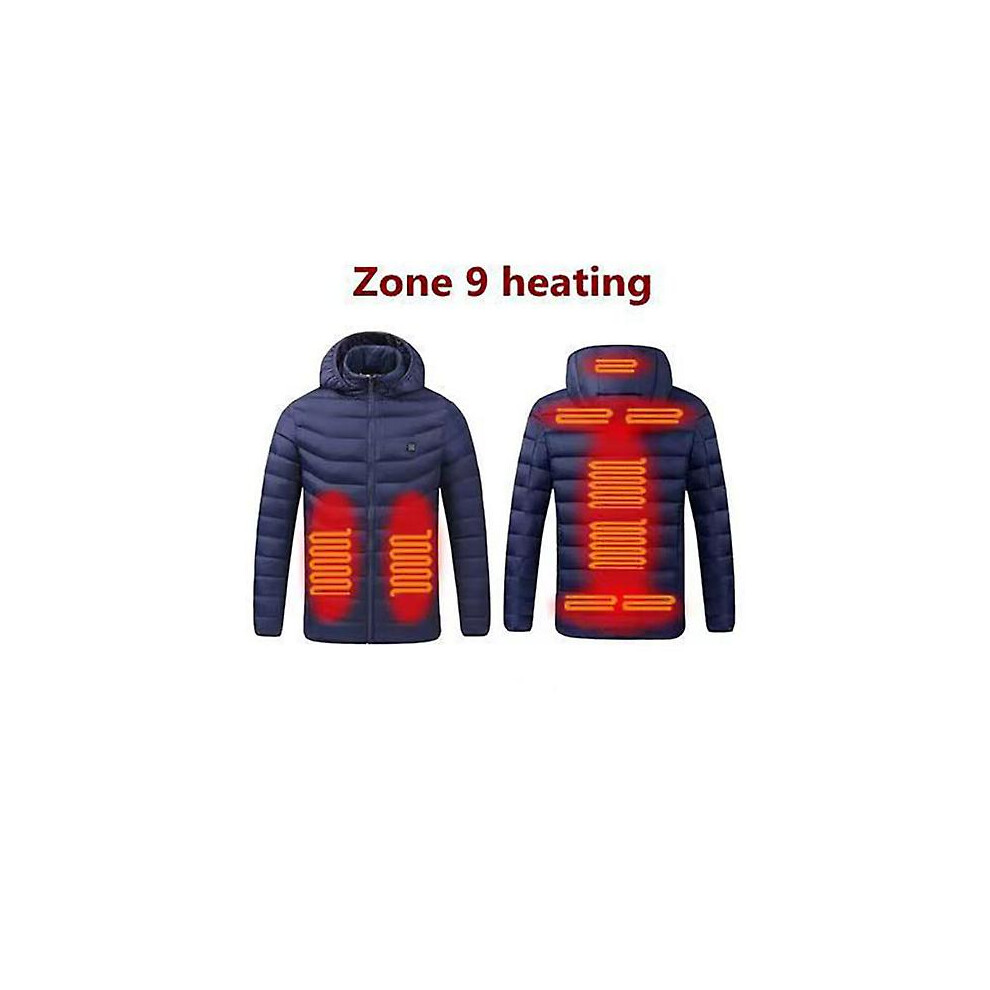 Veste chauffante USB pour homme (2XL-bleu 3) - 2/4/9 zones - Chauffage électrique d'extérieur - Chaud