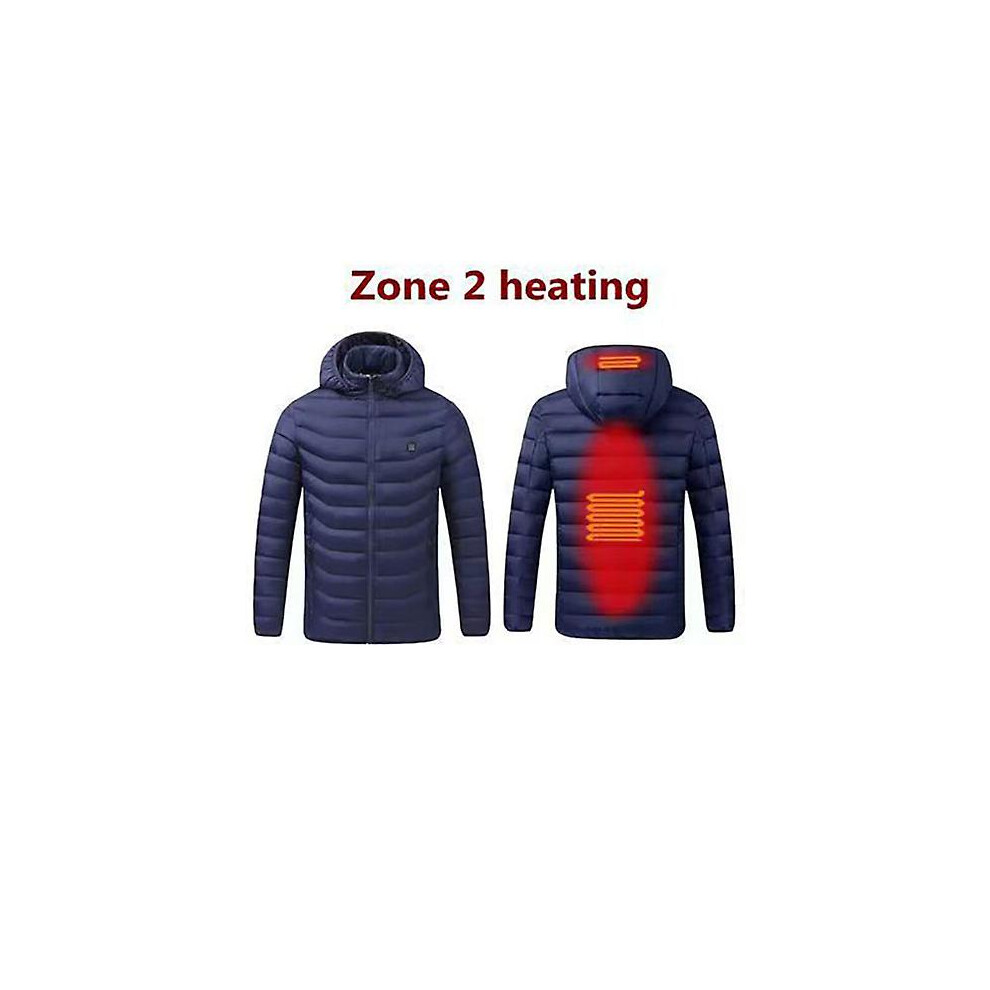 (5XL-bleu1) Veste chauffante USB pour homme, 2/4/9 zones, pour l'hiver et l'extérieur, chauffante électrique,