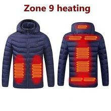 (5XL-azul3) Jaqueta aquecida masculina 2/4/9 áreas USB inverno ao ar livre jaquetas de aquecimento elétrico