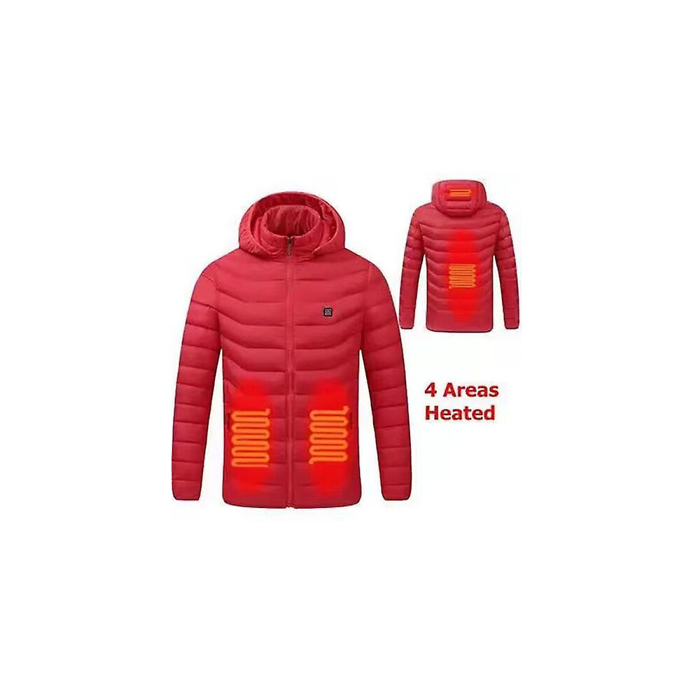 (6XL-red2) Veste chauffante USB pour homme, 2/4/9 zones, pour l'hiver et l'extérieur, chauffante électrique,