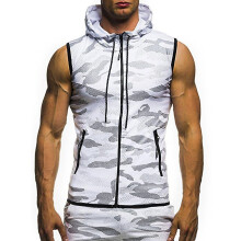 (M-hellgrau) Ärmellose Herren Hoodies Mode Lässig Kapuzenpullover Männer Bodybuilding Tank Top Sporting