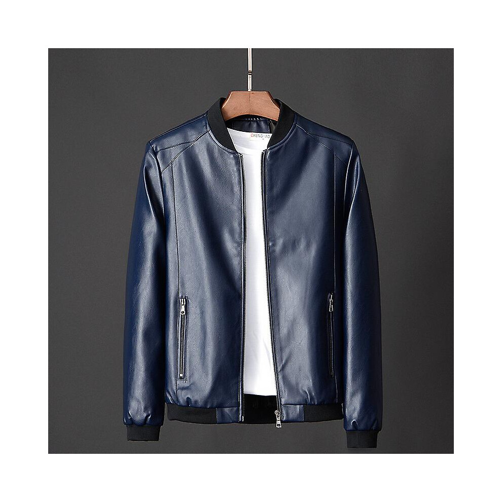 (M-bleu) Veste en cuir synthétique pour homme, élégante et d'automne : coupe ajustée, confortable et