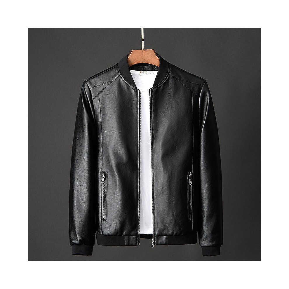 (2XL-noir) Veste en cuir synthétique pour homme, élégante et d'automne : coupe ajustée, confortable