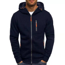 (3XL-azul marinho) Jaquetas masculinas de primavera, casacos com capuz, moletons casuais com zíper,