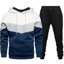 Sudadera con capucha para hombre, de tendencia, color blanco y negro, con empalme de polar, cálida,