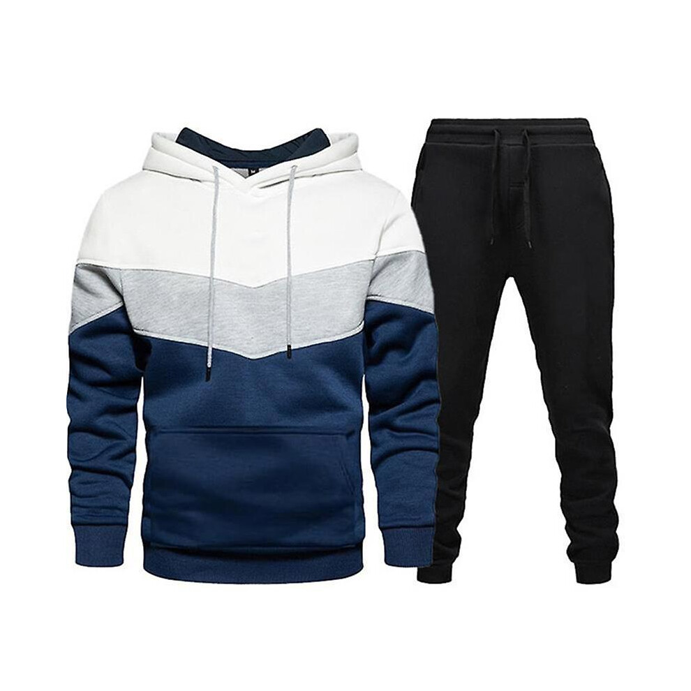 (2XL-blanc noir) Sweat à capuche tendance pour homme, pull en polaire chaud à manches longues, collection