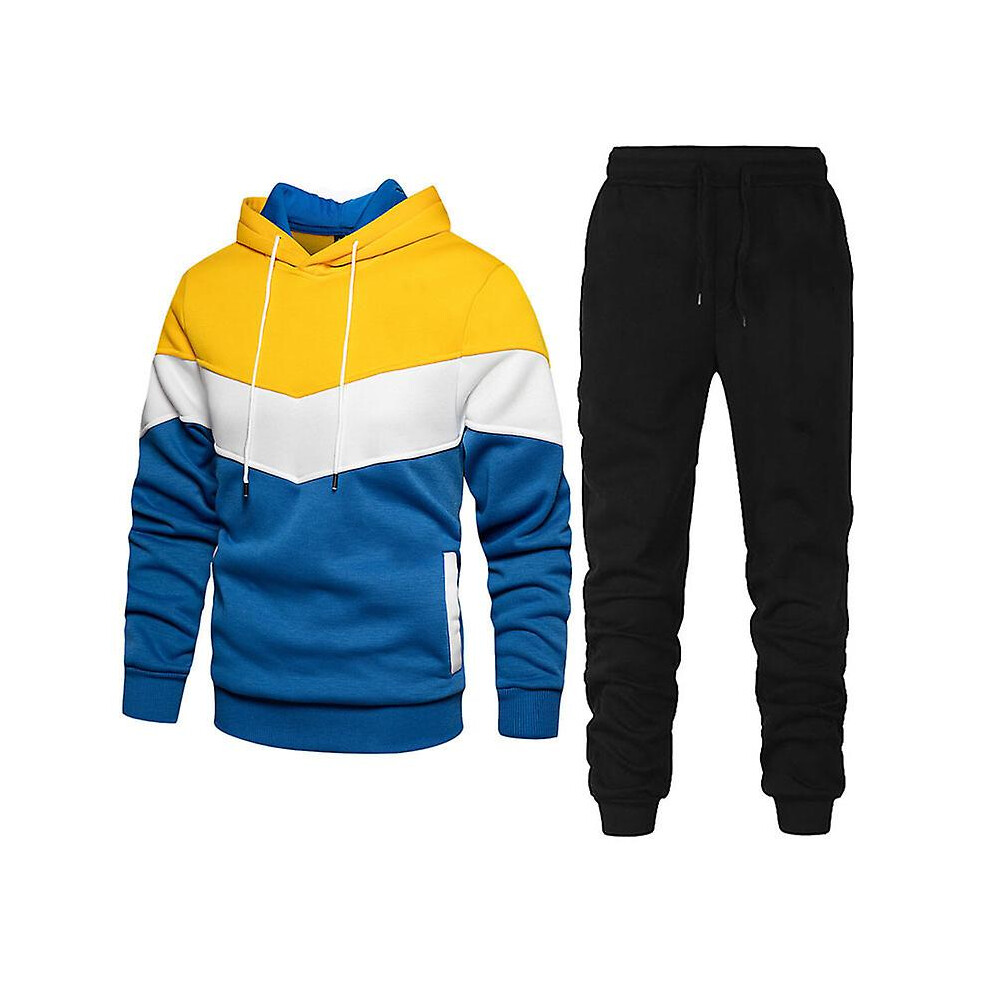(2XL-jaune noir) Sweat à capuche tendance pour homme, pull en polaire chaud à manches longues, collection