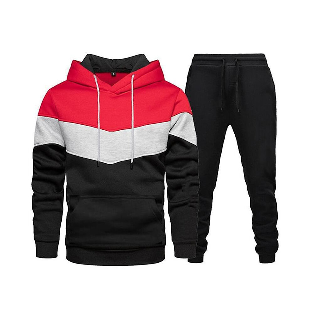 (3XL-rouge noir) Sweat à capuche tendance pour homme, pull en polaire chaud à manches longues, collection