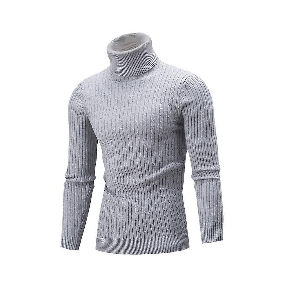 (M-gris clair) Pull à col roulé pour homme automne-hiver Pulls en tricot pour homme Pull tricoté à col