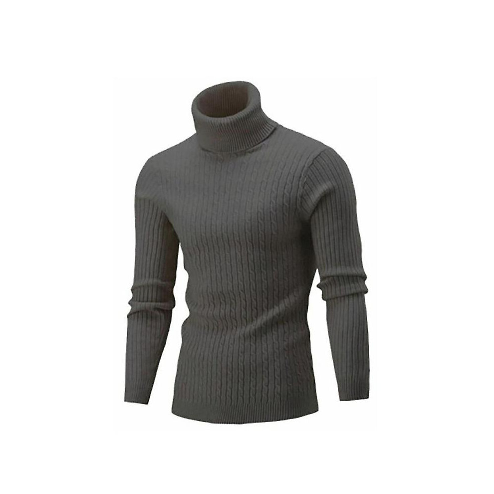 (M-gris foncé) Pull à col roulé pour homme automne-hiver Pulls en tricot pour homme Pull tricoté à col