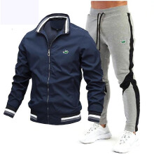 (XL-azul marinho cinza) Eleve seu guarda-roupa de inverno com um elegante conjunto de jaqueta e calça