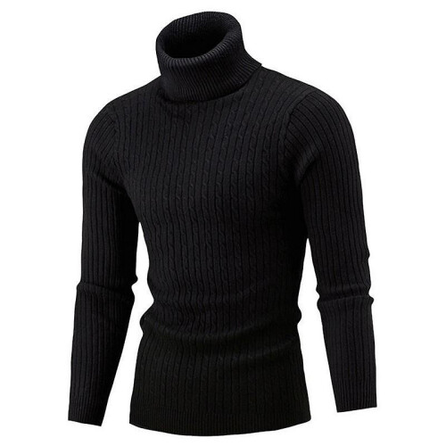 (M-schwarz) Herbst Winter Herren Rollkragenpullover Herren Strickpullover Rollkragen Strickpullover