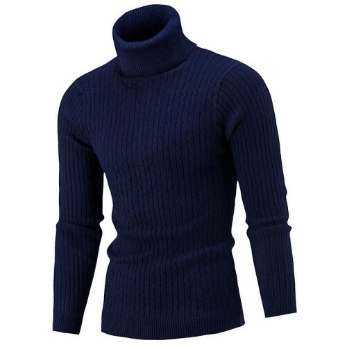 (XL-dunkelblau) Herbst Winter Herren Rollkragenpullover Herren Strickpullover Rollkragen Strickpullover