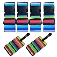 (Barras de arco-íris) Alças de bagagem de estilo étnico descoladas - elegantes, de alta qualidade, duráveis,