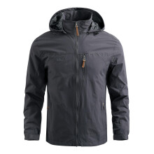 (M-cinza) Jaqueta corta-vento leve com capuz masculina da moda - outono/inverno, secagem rápida, ajuste